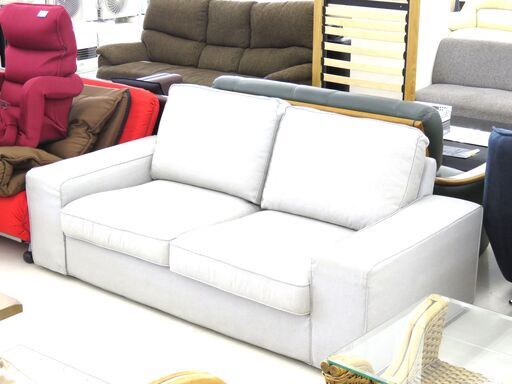 北海道/千歳市 IKEA イケア 2人掛けソファ ライトグレー 替えカバー付き 幅180×奥行90×高さ85㎝ 近郊配送/店頭でのお受渡し大歓迎