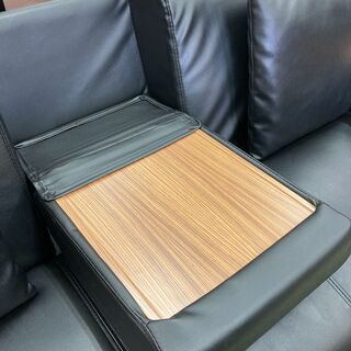 【リサイクルショップ　ピカソ　小松原】Natura/sofa&Bed　ナトゥーラ　ブラックレザー調　天然木　ウレタンフォームの画像