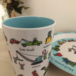 ✨美品✨働く車　カップ＆お皿セット　インポートの画像