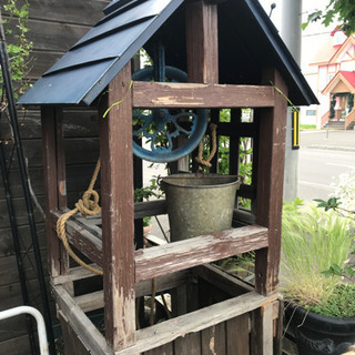 ガーデニング雑貨、井戸セット、小屋付き井戸セット、庭園、アンティ...
