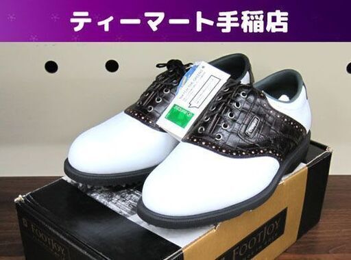 未使用品 フットジョイ DRYJOYS ゴルフシューズ 白×茶 クロコ柄 JPN25cm XW(3E)  FOOTJOY 札幌市手稲区