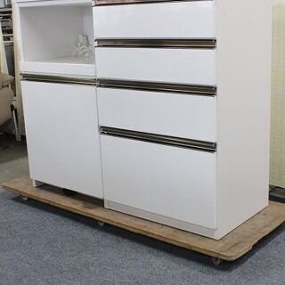 大川家具/入江木工 ブログ120 キッチンカウンター レンジ台 天板鏡面仕上 ソフトクローズ モイス  食器棚 中古家具 店頭引取歓迎 R3817)