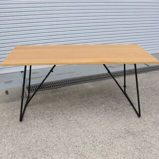 T385) 無印良品 折りたたみテーブル 幅160cm オーク材 スチール脚 無垢材 ナチュラル MUJI 家具 インテリア ダイニング