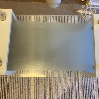 ローテーブル ガラステーブル 2段 白