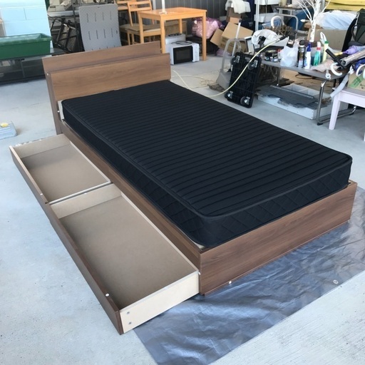 収納付きシングルベッド（マットレス付）