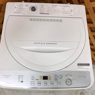 【愛品館江戸川店】「保証有り」SHARP　5.5kg　全自動洗濯機 「ES-GE5C-W」 （2019年製）お問い合わせID:142-029525-007　配送可　1,100円～の画像