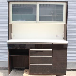 T449) NITORI ニトリ JOIN ジョイン キッチンボード 食器棚 160cm ダークブラウン 大型 付属品あり 家具 インテリア