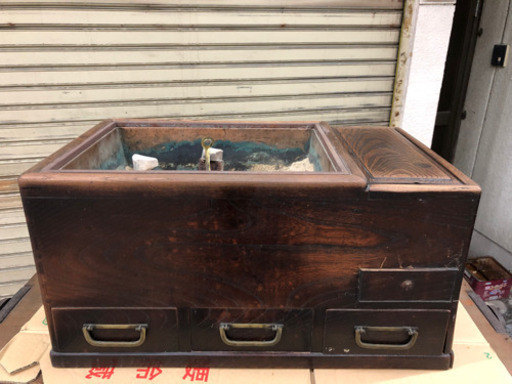 囲炉裏テーブル　木製火鉢　長火鉢　古道具 古民具 小道具　昭和レトロ　古民家店舗ディスプレイ