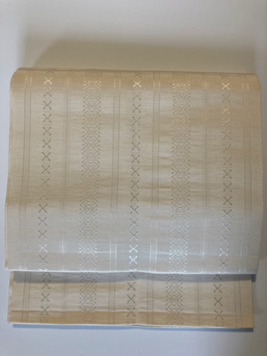 博多帯　名古屋帯　白系　バッグにリメイク予定の為早めのご購入を！