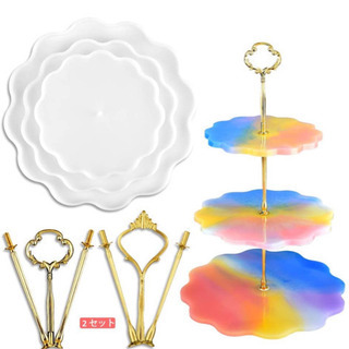 新品★ 3層ケーキスタンド樹脂トレイ金型、樹脂用シリコーン金型