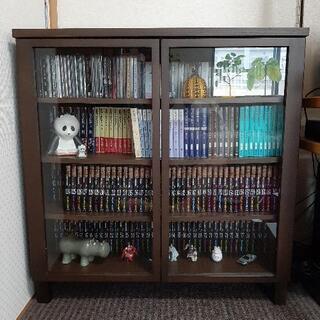 【受渡予定者決定済】【無印良品】木製キャビネット タモ材 ブラウン ガラス扉の画像