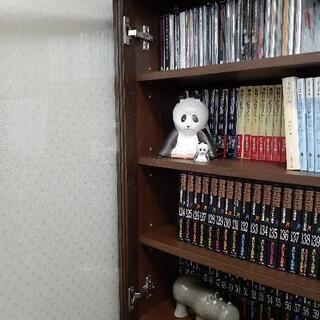 【受渡予定者決定済】【無印良品】木製キャビネット タモ材 ブラウン ガラス扉の画像