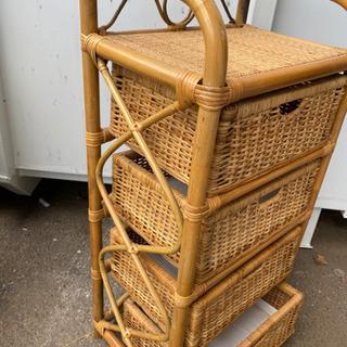 籐家具　引き出し　収納棚　現状品の画像