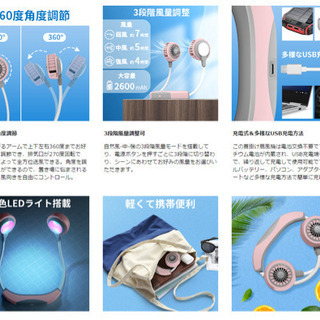  首掛け扇風機 小型 USB充電式 (購入個数によって値段が相談できます。 )の画像