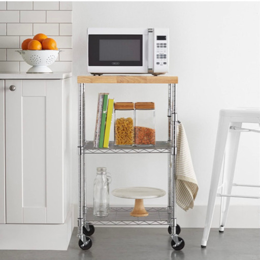Amazonベーシック レンジ台 食器棚 キッチンボード 木/クロム製