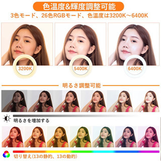 【新品未使用】 LEDリングライト 6.3インチ 高輝度 卓上 クリップ式 3色モード 26色RGBモード 無線リモコン USB給電式 明るさ調整 自撮りライト 女優ライト 照明 撮影用ライト リングライト パソコン 360度回転可能 Ring Light 3200K~6500K 9段階調光 美容化粧 ビデオカメラ撮影用 自撮り補光 Web会議 Zoom テレワーク Facebook Twitter YouTube Tik Tok 生放送 説明書付き  の画像