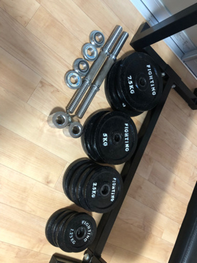 【値下げしました】筋トレ ジム ベンチ ダンベル バーベル 50kg ベンチプレス 等