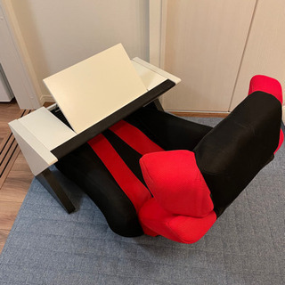 【座椅子/一人用ソファ&PCテーブル付】グランデルタマンボウ&専用サイドテーブルの画像