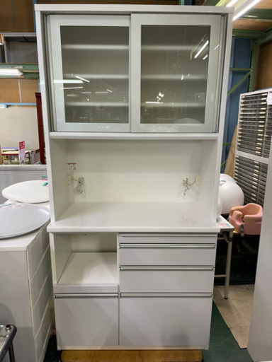 松田家具　食器棚　レンジボード　W1000×D485×H2050 鏡面仕上げ　中古