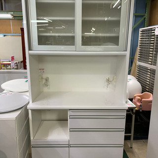 松田家具 食器棚 レンジボード W1000×D485×H2050 鏡面仕上げ 中古