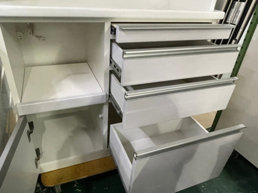 松田家具　食器棚　レンジボード　W1000×D485×H2050 鏡面仕上げ　中古