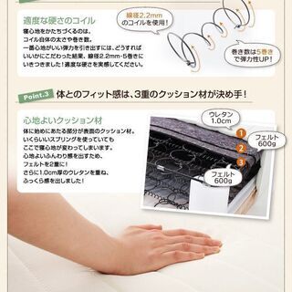 あんしん決済・分割払い可　未使用訳あり　新・移動ラクラク 分割式ボンネルコイルマットレスベッド　脚付きマットレス　セミダブル　SD　アイボリー