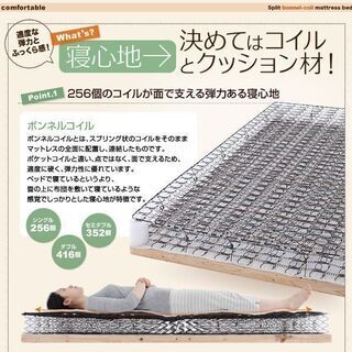 あんしん決済・分割払い可　未使用訳あり　新・移動ラクラク 分割式ボンネルコイルマットレスベッド　脚付きマットレス　セミダブル　SD　アイボリー