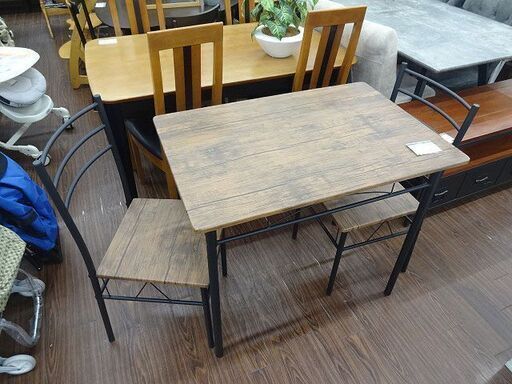 札幌 引き取り ダイニングセット 2人用 木目 スチール コンパクト シンプル