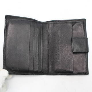 t044)PRADA 二つ折り財布 M523A SAFFIANO NERO ブラック 黒 ミニウォレット 箱付き プラダの画像