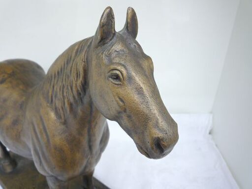 日本釧路種 馬の置物 高さ約30.5ｃｍ 約6.7kg 軍馬 オブジェ インテリア 金属 北海道 札幌市手稲区
