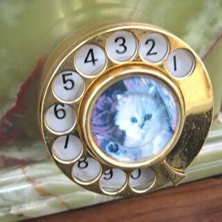 レトロ 電話機 大理石 オニキス B-52-003 ダイヤル式 ND-460形 1980年