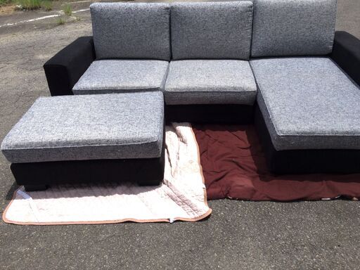 ■5327■ARMONIA アルモニア ソファ ローソファ オットマン付き 布地 グレー