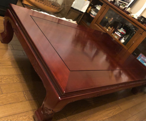 本日最終50% OFF 【座卓大塚花梨12号】3万円の高級ガラスの傷よけシート付き