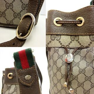 本物 GUCCI オールドグッチ シェリーライン 巾着ショルダー アクセサリーコレクション GG柄 ゴールド金具 札幌 厚別店の画像