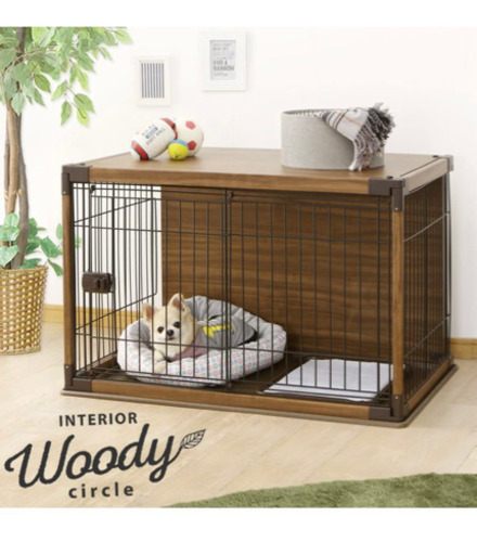 ペットケージ　アイリスオーヤマ インテリアウッディサークル ダークブラウン