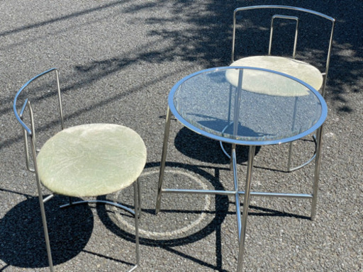 【超希少】Cassina Simon アームレスチェア.ガラステーブルセット