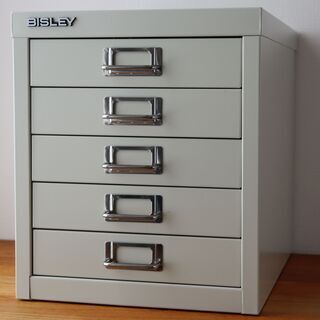 BISLEY  A4キャビネット 引き出し5段 白 別売りトレイ付きの画像