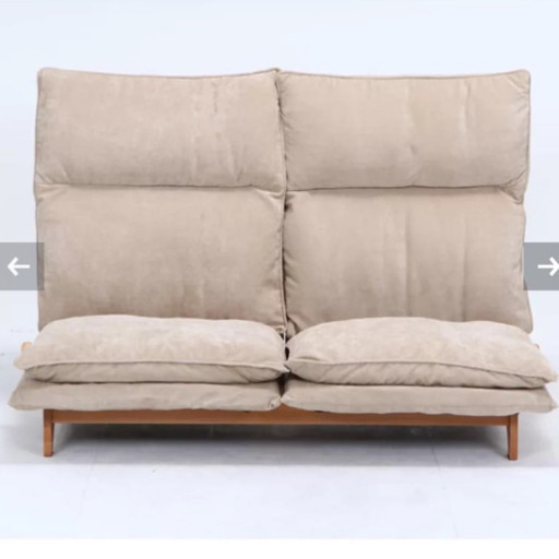 ２人掛けダブルクッション座椅子ソファ　スラーブ　グレー