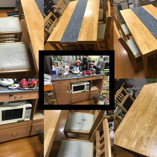 レンジ台ワゴン　ダイニングテーブル　椅子４脚付