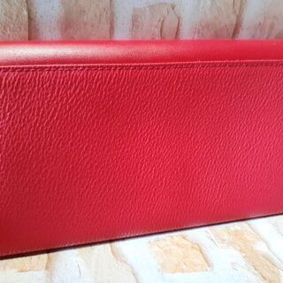 ニナリッチ 長財布 赤 リボン レザーゴールドロゴ NINA RICCI がま口の画像