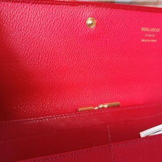 ニナリッチ 長財布 赤 リボン レザーゴールドロゴ NINA RICCI がま口の画像