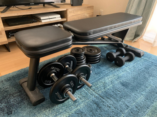 iROTEC バーベル + LEADING EDGE ベンチ セット【自宅トレーニング】