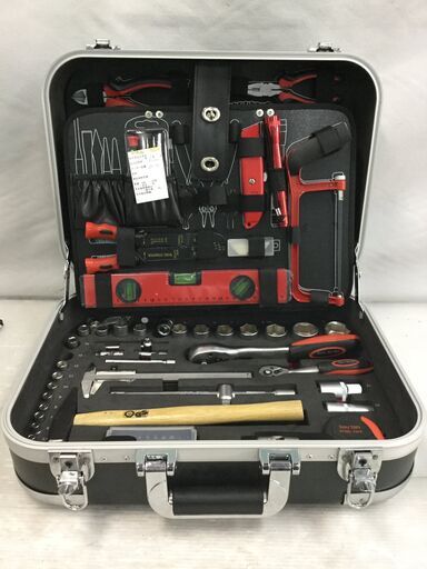 【未使用】工具セット アタッシュケース入り ツールボックス [スパナ/ドライバー/ペンチ/ニッパー/ソケットレンチ/六角レンチ/のこぎり/他]