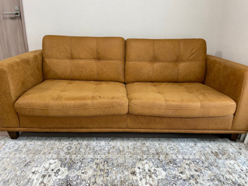 キャメル　ソファ　レザーテックス　3人がけ