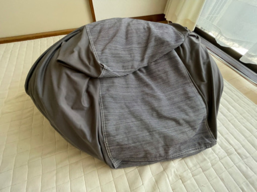 無印良品　ビーズクッション　デニムストライプカバー付き