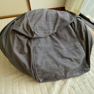 無印良品　ビーズクッション　デニムストライプカバー付き