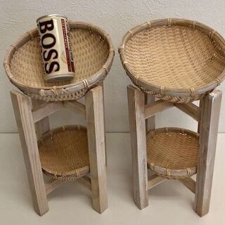 【値下げしました】和風 和雑貨 小物入れ 2段かご ２台セット価格