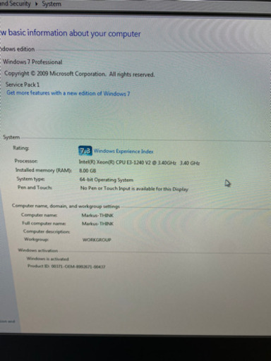 Lenovo E31 デスクトップ XEON/QUADRO/SSD
