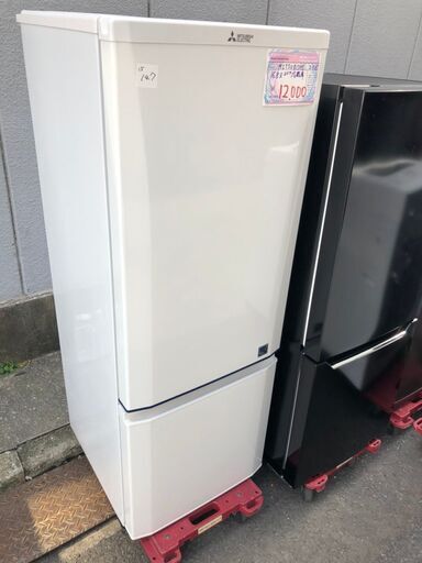 ☆中古 激安！　MITSUBISHI　三菱　168㍑　2ドアノンフロン冷蔵庫　2015年製　　【KBG055】　￥12,000！！