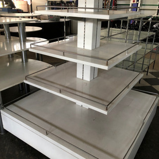 什器 ホワイト ガラス 木製 収納 店舗の画像